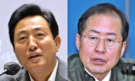 오세훈 서울시장(왼쪽)과 홍준표 대구시장. 연합뉴스
